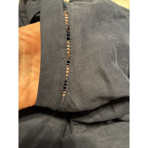 kobi halperin Solid navy Blue marni long sleeve button down Linen Top Large - Picture 6 of 6